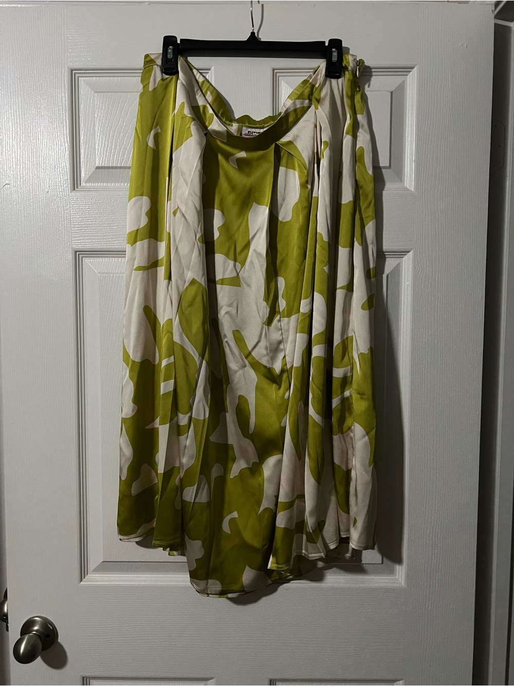 Women’s Midi Skirt in Chartreuse and White